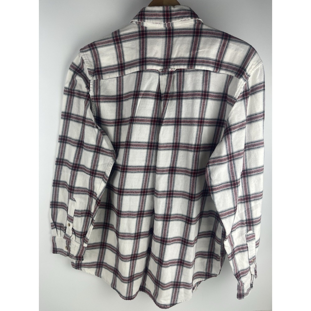 Chaps Shirt Men's Size L White And Red 100% Cotton Long Sleeve Button Up Plaid - Picture 7 of 7